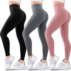 Blisset 3 Pack Leggings for Women Butt Lift High Waisted Tummy Control…