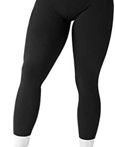 SUUKSESS Women Ribbed Seamless Leggings High Waisted Workout Gym Yoga …